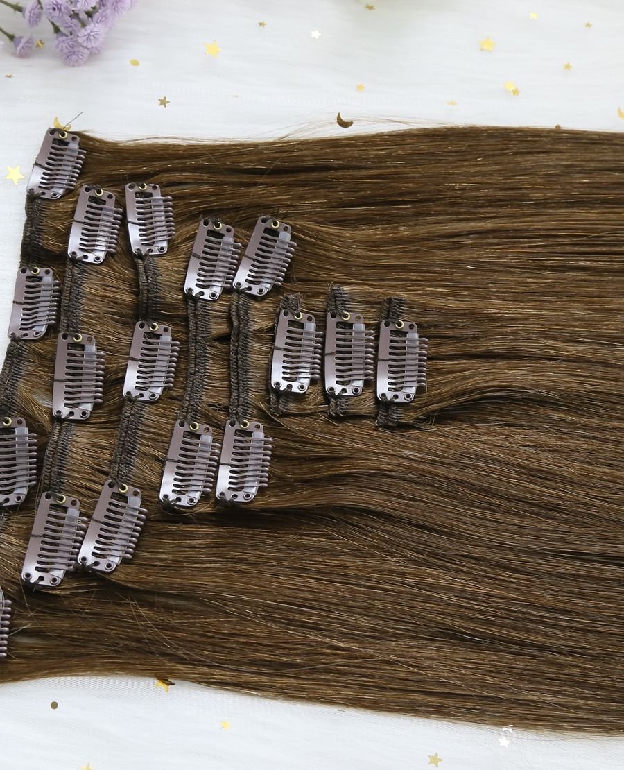 High Quality Clip In Hair Extensions Hair Chocolate Brown#4