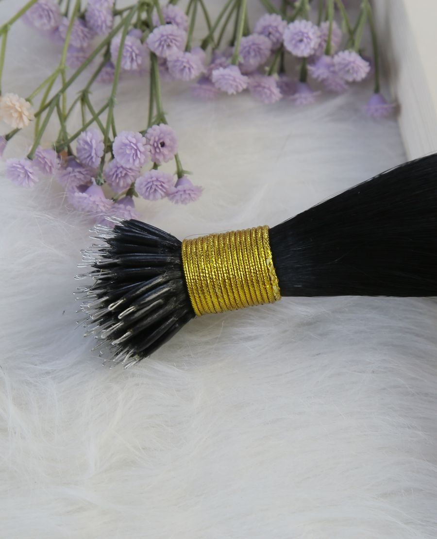 100% Remy Human Hair Nano Tip Extensions Double Drawn Natural Black #1b