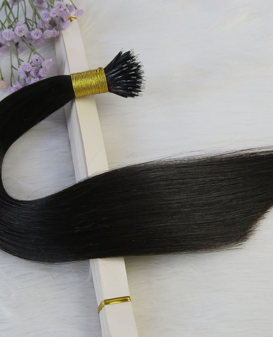 100% Remy Human Hair Nano Tip Extensions Double Drawn Natural Black #1b