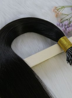 100% Remy Human Hair Nano Tip Extensions Double Drawn Natural Black #1b