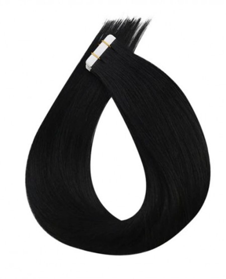 Virgin Remy Tape In Hair Extensions Heat Friendly Natural Black Color