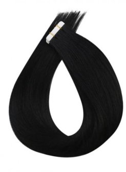 Virgin Remy Tape In Hair Extensions Heat Friendly Natural Black Color