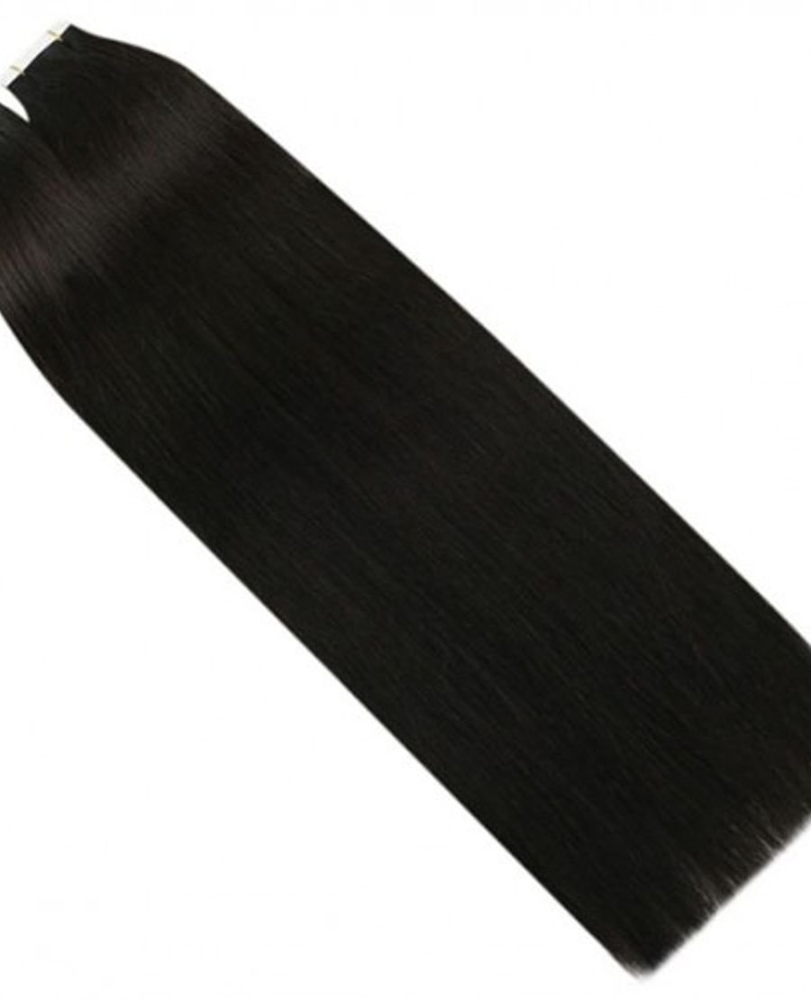 Virgin Remy Tape In Hair Extensions Heat Friendly Natural Black Color