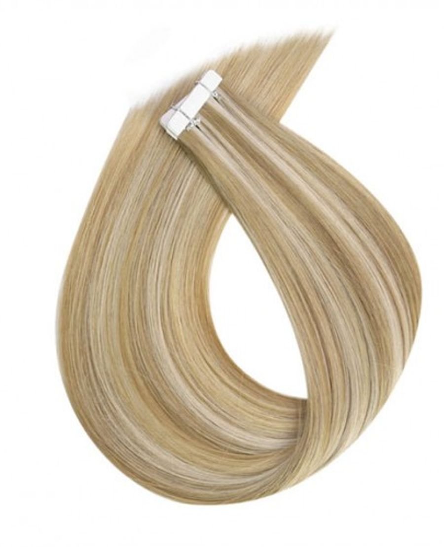 Double Drawn PU Seamless Invisible Skin Weft Extension Holes Natural Remy Hair #P16-22